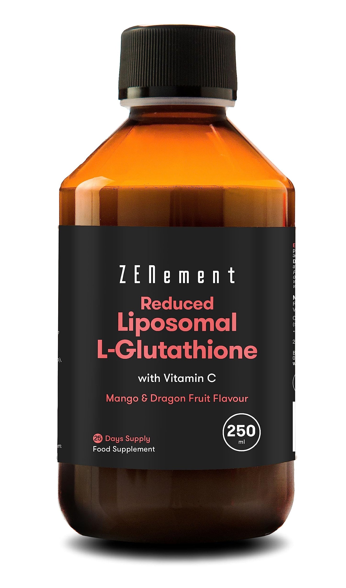 Liposomal Glutathione Reduced, 98%+ Highly Purified and Highly Bioavailable | with Vitamin C Liposomal | Powerful Antioxidant for Optimal Cell Protection | Non-GMO | 250ml | Zenement