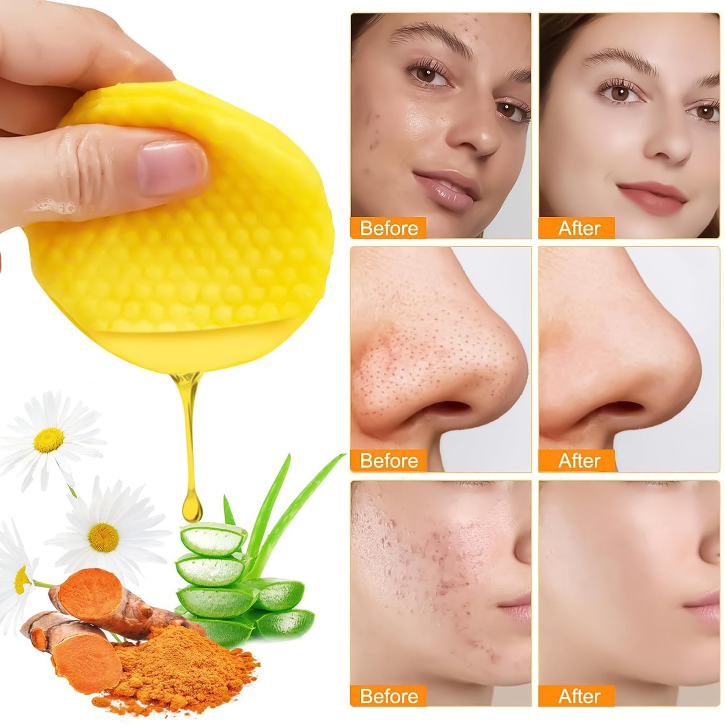 Collin Kacey Kojic Acid and Turmeric Pads - Turmeric Kojic Acid Cleansing Pads - Turmeric Exfoliating Pads for Brightens Skin, Exfoliates, Refreshes Controls Oil, Refines Pores(Pocket-small_30PCS)