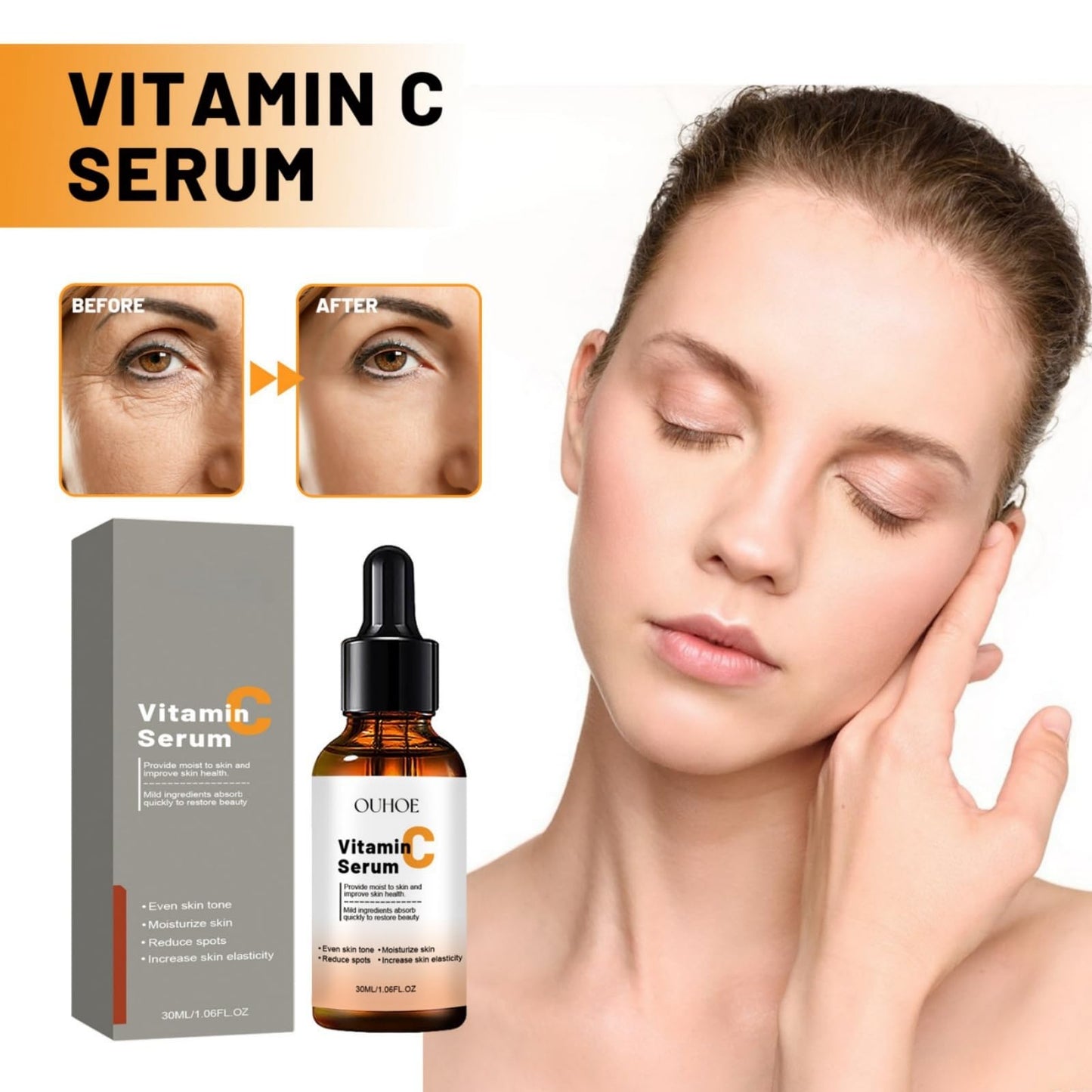 SingHao 2pcs Vitamina C Facial Serum,Anti Aging Face Serum with Vitamin C,Vitamin C Serum for Face,Anti Aging & Wrinkle Facial Seru/m for Women,Brightening Seru/m for Dark Spots,Skin Brightening Se/rum