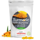 Just Vitamins High Strength Turmeric Curcumin 95% + Black Pepper Bioperine® 10,000mg Tablets x120, 4 Month Supply, Advanced Turmeric Supplement with Patented Black Pepper Extract for Max Absorption - UK Made