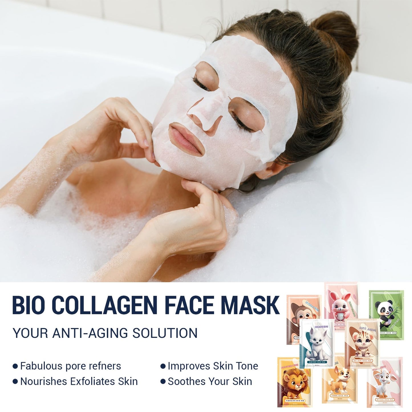 Bettinay 8 PCS Kids Face Masks for Girls, Childrens Cute Cartoon Animal Hydrating Mask for All Skin Types