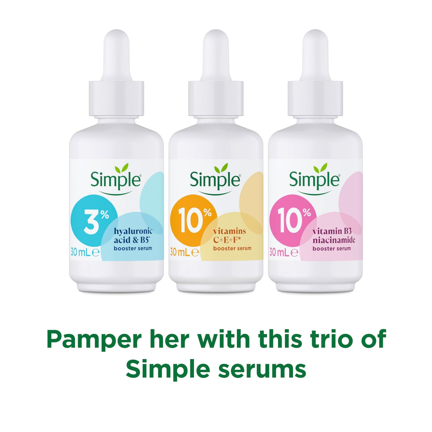 Simple Booster Serum Collection Gift Set With a Small Travel Beauty Bag Face Serums for Her 3 piece