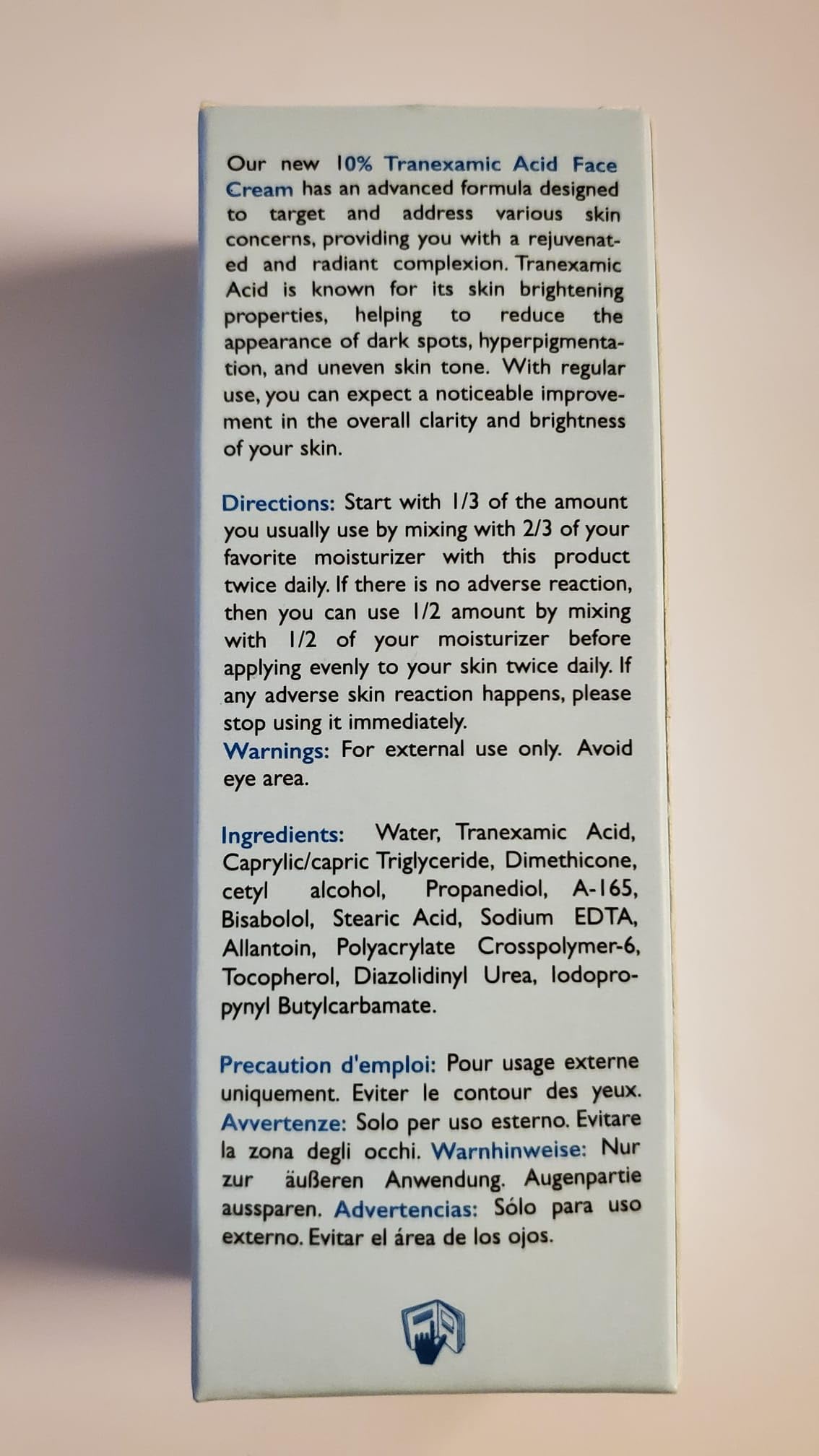 OMIC 10% Tranexamic Acid Cream – 1 fl oz / 30ml – Skin Brightening Cream - Skin Moisturizer, Even Skin Tone with Coconut Oil & Vitamin E