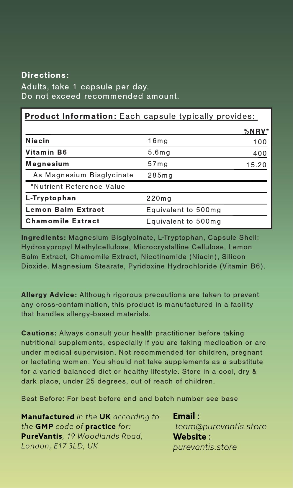 PureVantis L-Tryptophan Sleep Complex Supplement – 90 Capsules | with Botanicals & Vitamin B6 for Restful Sleep & Relaxation, UK Made