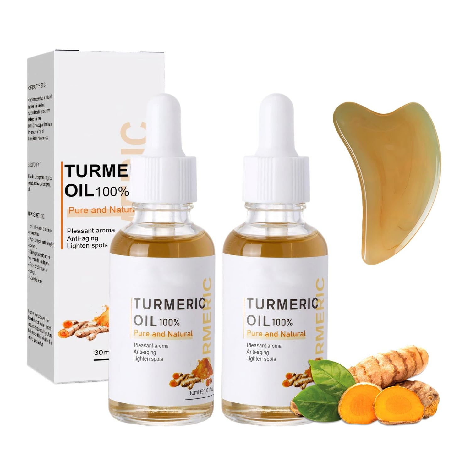 MADGININE 2 Pieces Dark Spot Serum Turmeric Oil for Skin 30ml Turmeric Oil for Face Natural Gentle Moisturizing Hydration Even Skin Tone Gift Suitable for Face, Body and Horns