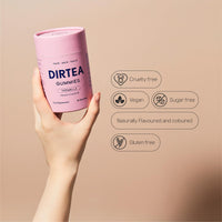 DIRTEA 60 Tremella Mushroom Gummies with Biotin & Vitamin C | Hair, Nail & Skin Supplement (1 Month's Supply) | 3,000mg / Serving | Vegan, Natural & Sugar Free | 60 Gummies - Peach Flavour