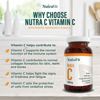 NUTRA C - Vitamin C 1000mg - 30 Chewable Tablets - High Strength Vegan Tablets - Gluten Free | Orange Flavoured - with Rosehip, Hesperidin & Acerola - Manufactured in a UK MHRA GMP Facility - NUTRAVIT