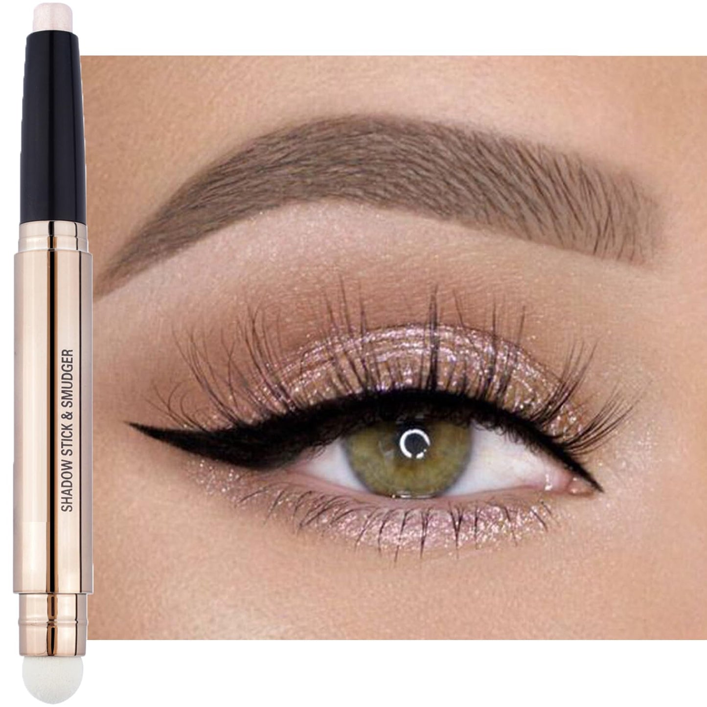 Glitter Eyeshadow Metallic Eye Shadow Stick,Pearl Shimmer Dual-Ended Eyeshadow Eye Brightener Highlighting Pen,High Pigmented,Cruelty Free,Smooth Easy To Color For Sensitive Eyes Makeup…