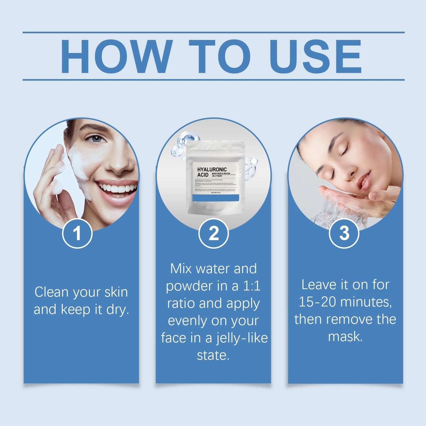 Oumun Hyaluronic Acid Powder,Natural Hyaluronic Acid Powder for Face Skincare,Hyaluronic Aci/d Jelly Mask for Face,Skin Hydr/ating and Moisturising,Water-Soluble,DIY Facial Serum,Hydr/ation Smooths Wrinkles