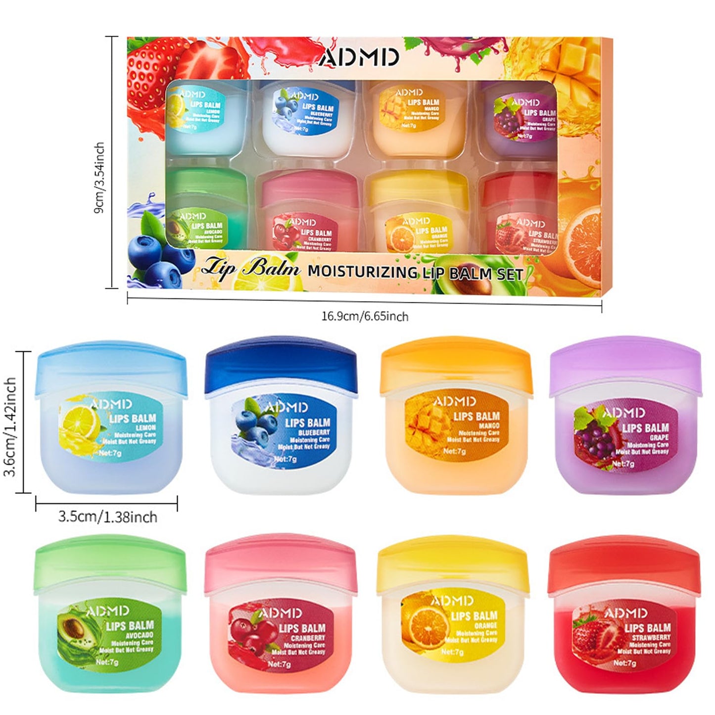 FALILUV Lip Balm Set-Lip Balm Multipack, Deep Moisturizing Lip Mask Lip Balm Set Natural Moisturizer Intensive Lip Repair For Cracked, Dry And Chapped Lips Clear Lip Gloss Plumping Lip Gloss (8 Pack)