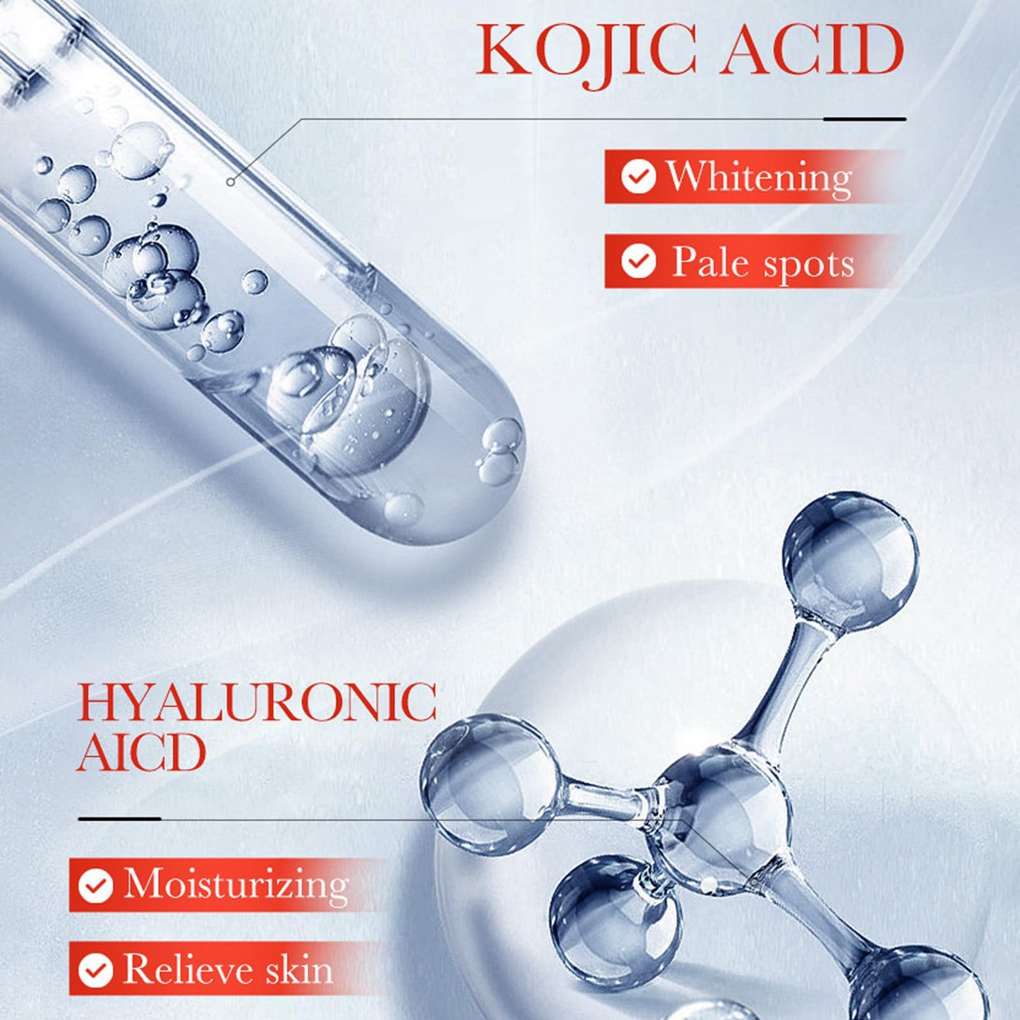 Pothenika Kojic Acid Face Cream Set, Kojic Acid Serum and Skin Lightening Cream, Anti-aging Dark Spot Remover for Face, Hydrating Face Cream Hyaluronic Acid Serum for Dull and Dry Skin(2PCS)