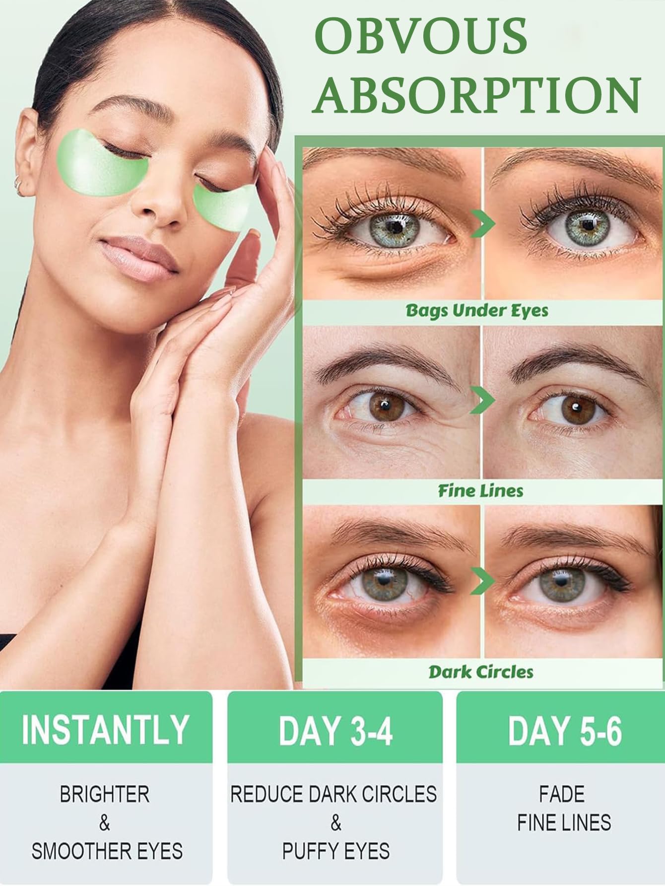 MYSHELL Pack of 60 Collagen Eye Masks with Aloe Vera - Anti-Ageing Eye Pads Against Eye Bags, Wrinkles Dark Circles - Moisturising Hydrogel Eye Patch for All Skin Types