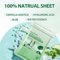 IREV Pack of 10 Centella Asiatica Calming Mask, Soothing Facial Masks with Aloe for Sensitive Skin, Daily Care Mositurizing Face Masks Skincare, Hyaluronic Acid Hydrating Sheet Face Mask Beauty Care
