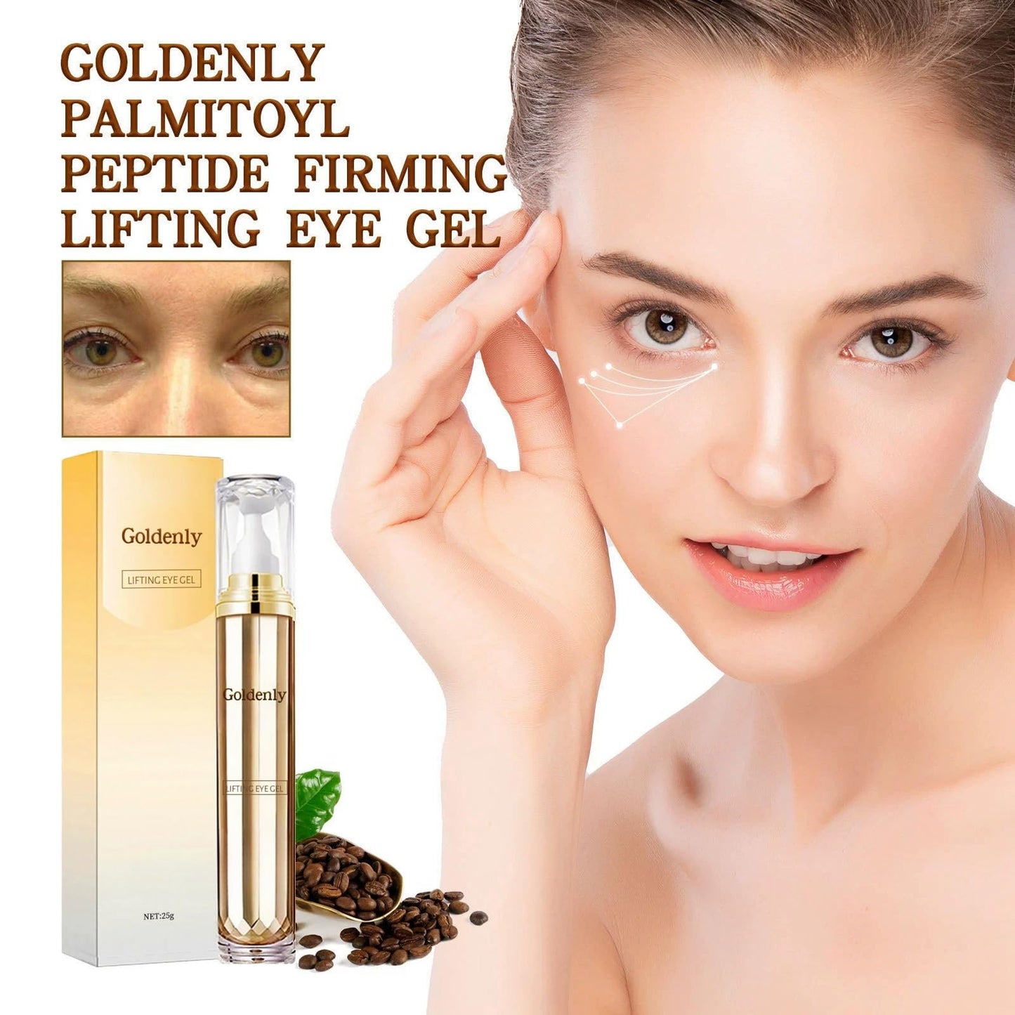 OuXing Caffeine Eye Serum,Under Eye Cream for Dark Circles and Puffy Eyes,Day & Night Eye Cream Anti Aging,Eye Serum with Massage Ball,Dark Circles Under Eye Treatment Women,Firming Ey/e Cre/am
