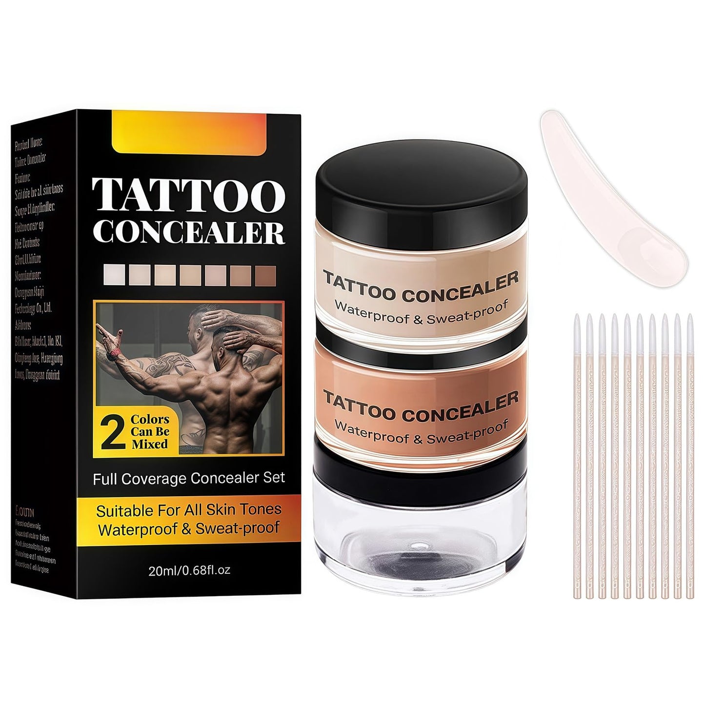 Coloroom Waterproof Tattoo Cover Up Makeup – Full Coverage Body Concealer for Tattoos, Bruises | Men & Women