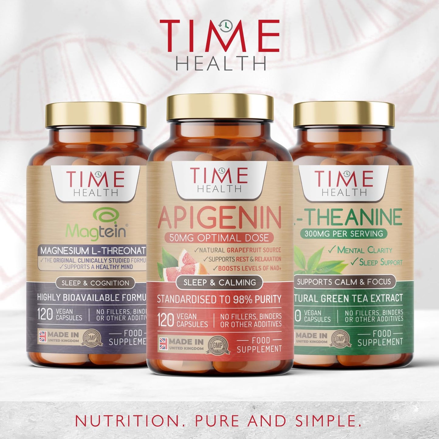 Time Health Apigenin - 50mg x 120 Capsules - 98%+ Purity - Optimal Dose for Sleep & Relaxation Support - NAD+ Booster - Grapefruit Source - UK Made - GMP Standards - Zero Additives (120 Count (Pack of 1))