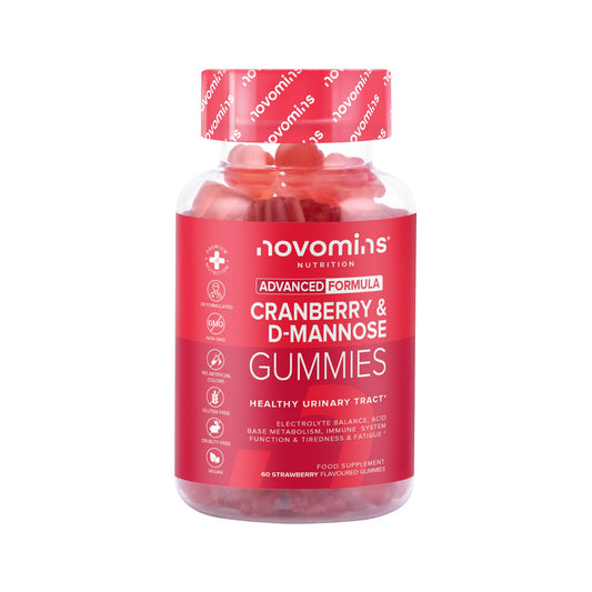 Novomins Cranberry & D Mannose Gummies - Cranberry Supplement for Urinary Tract Health and Better Bladder Control - With Zinc, Magnesium, and D-Mannose Powder - Vegan & Gluten-Free - 60 Inulin Gummies