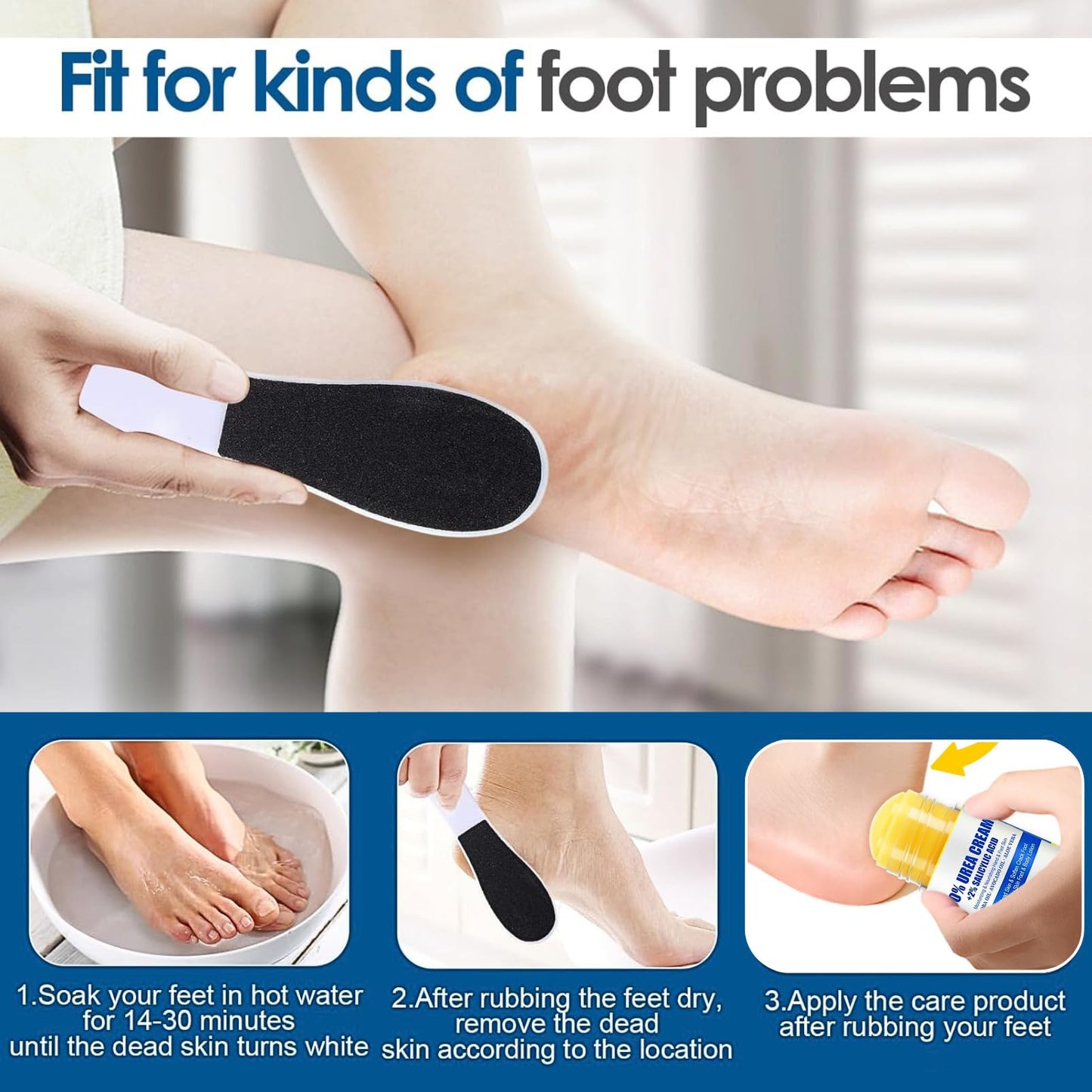 MrCuvaryas Urea Foot Cream 60 Percent Heel Balm Stick Set & Foot File Set, Urea Cream for Feet, 2% Salicyl - ic Acid Foot Cream for Cracked Heels and Dry Skin Cracked Heel Repair Cream Stick, Foot Moisturiser