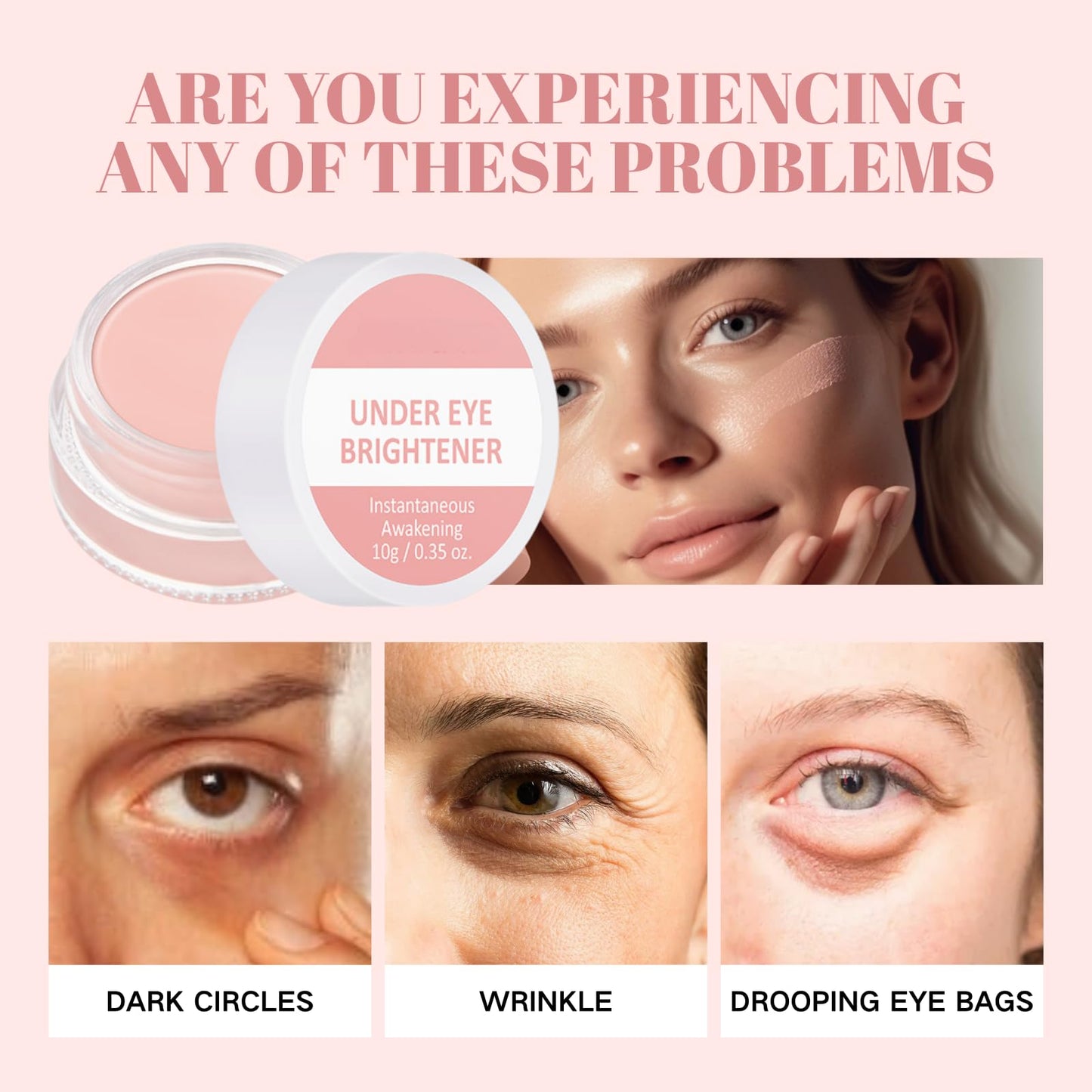 NLFOX Under Eye Brightener - Under Eye Concealer Brightener & Correctors - Eye Colour Corrector Dark Circles - Eye Brightener & Primer Moisturising Concealer ForKorean Makeup Blemish Concealer (Pink)