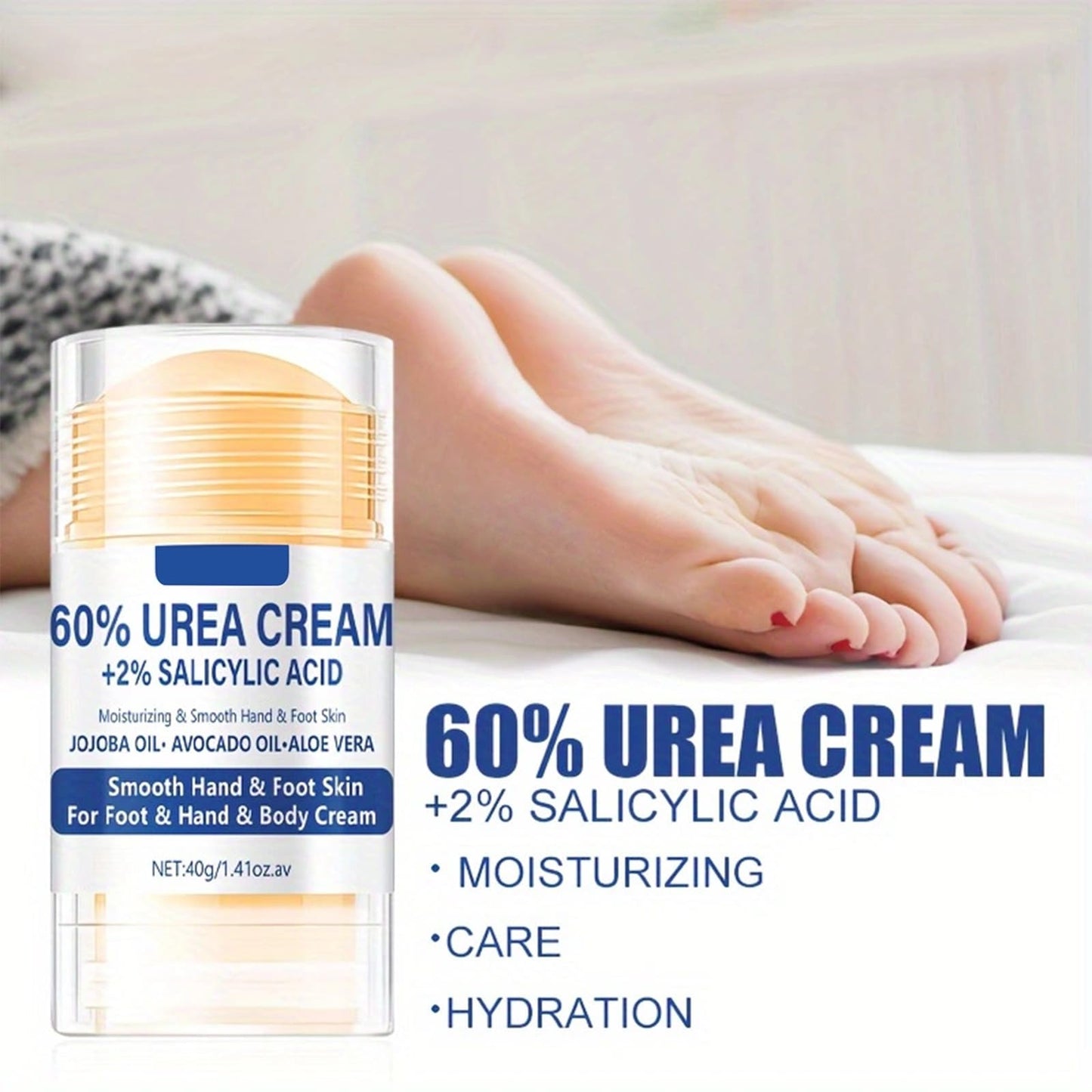2PC Urea Cream 60 Percent for Feet, Cracked Heel Repair Cream Deeply Moisturizing with Aloe Vera, Urea Foot Cream for Cracked Heels and Dry Skin, Foot Moisturiser
