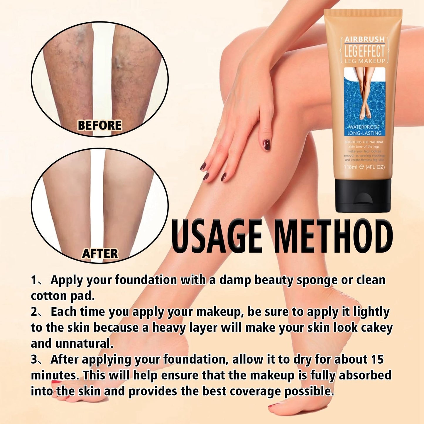 Oumun Colour Corrector Concealer,Leg Makeup Waterproof No Transfer,Leg Makeup Lotion,Leg Vein Cover up Makeup,Leg and Body Scar Cover up Makeup,Concealer Full Coverage,Makeup Concealer,Light Concealer,02#