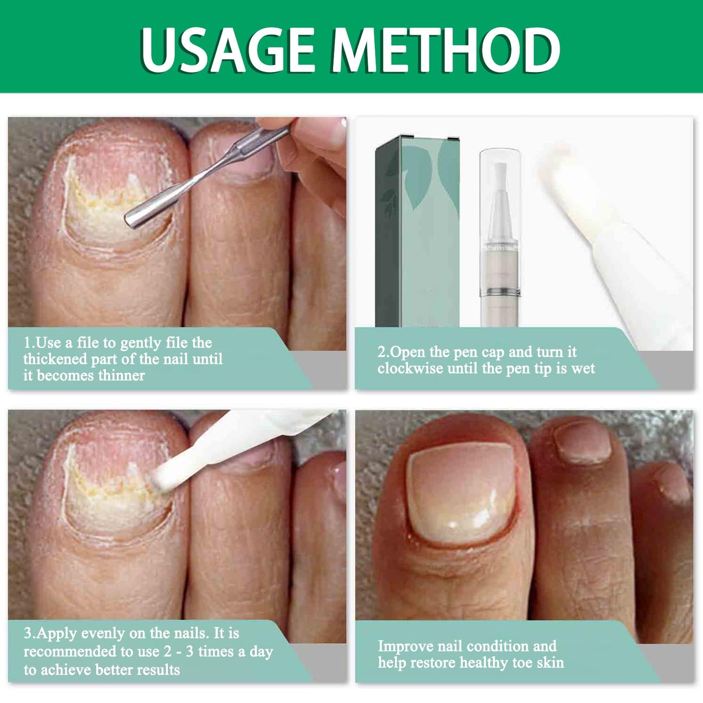 2 Pack Nail Repair Pen, 4ml Nail Care Liquid - Nail Strengthener, Cuticle Oil, Help Strengthen The Nails