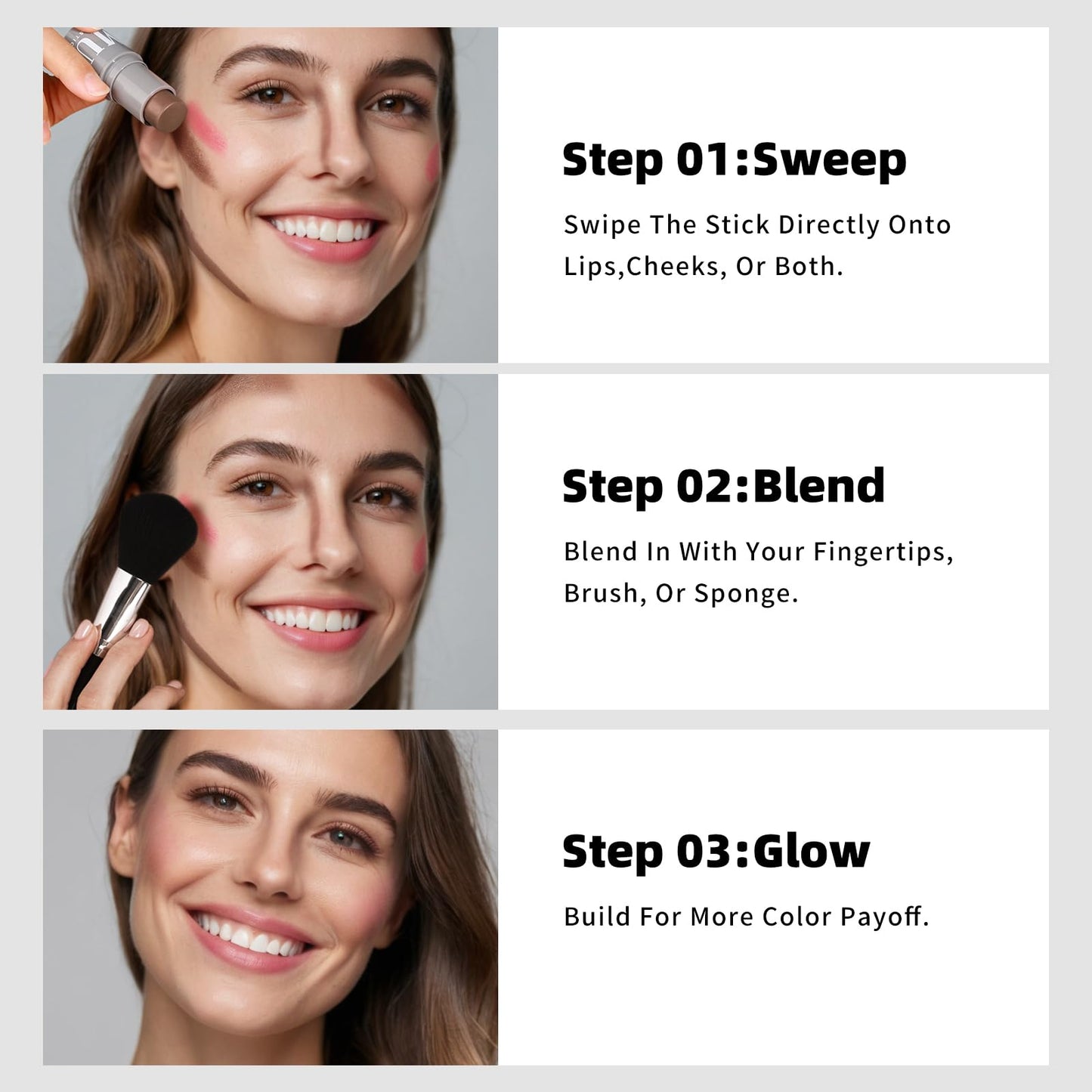 KIMUSE Cream Contour Stick Duo-Cream Blush Stick & Bronzer Shaping Stick-Creamy & Pigmented, Long Lasting & Vegan Face Make Up Sticks