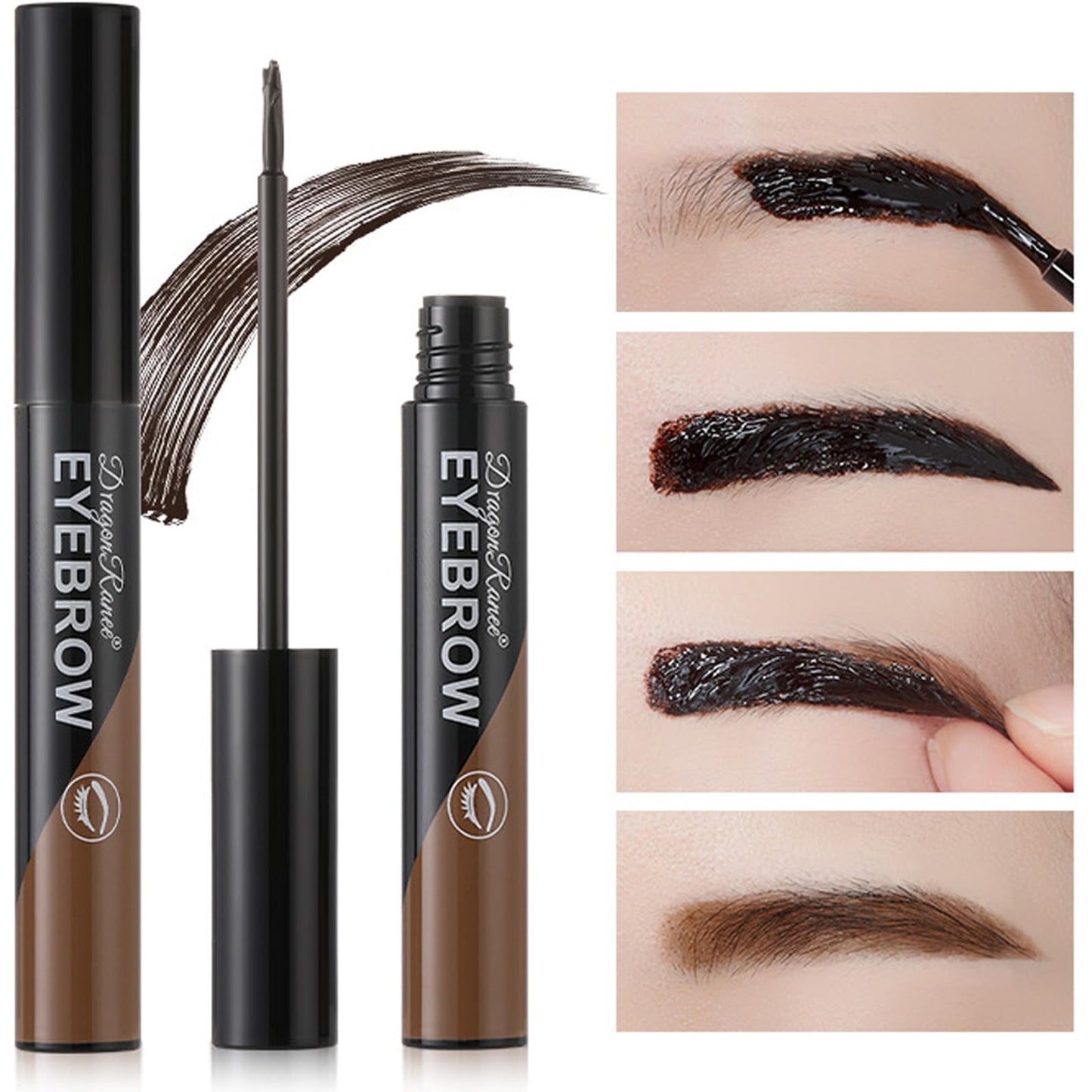 HAORQEE Eyebrow Tint Tattoo Brow Peel off, Brow Tint Dark Brown Eyebrow Gel Semi-Permanent Colour Eyebrow Tattoo Brow Dye, Waterproof Long-Lasting Natural Eye Brow Makeup for Women (Dark Brown)