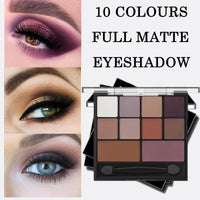 GEEWHILE Eyeshadow Palette Matte Eye Shadow Pallets Long Lasting 10 Eye Shadow Shades Smokey Makeup Highly Pigmented Purple Brown Eyeshadow Makeup Palette,Waterproof Eyeshadow With Dual-Ended Applicator Brush