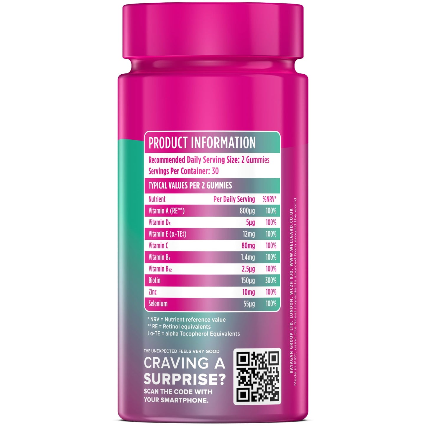 Wellgard Vegan Skin Hair and Nail Vitamins Gummies - Beauty Gummies with Biotin, Zinc, Vitamin A, Selenium, Hair Skin Nails Gummies
