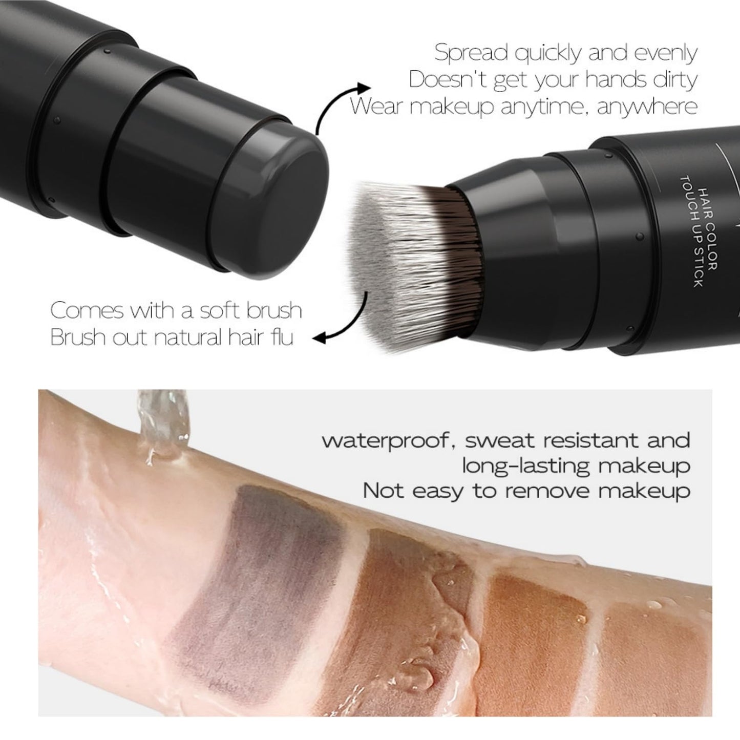 Ruojiar Double Ended Hair Color Stick,Root Cover Up Stick,Hairline Powder Sti/ck,Hair Shadow Powder,Instant Hair Loss Concealer for Thinning Ha/ir,Portable Design for Hairline & Beard,Water Resistant(Black)