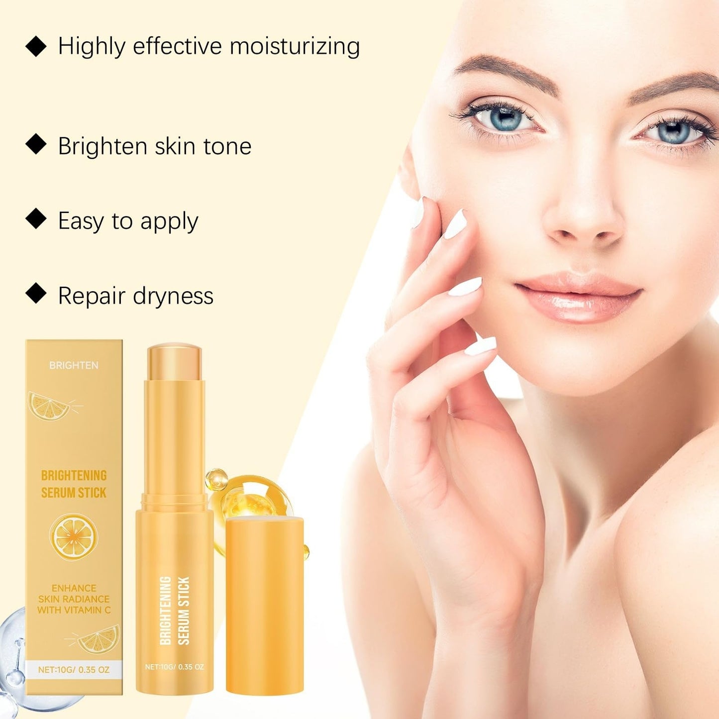 Jinjiar Vitamin C Multi Balm Stick,Brighten Vitamin C Eye Balm,Face Moisturisers for Dry Skin,Vita-min-C Eye Cream Stick,Face Cream for Women,Firming Face Cream,Brightening Fa-ce Cream,Moisture Multi Ba-lm
