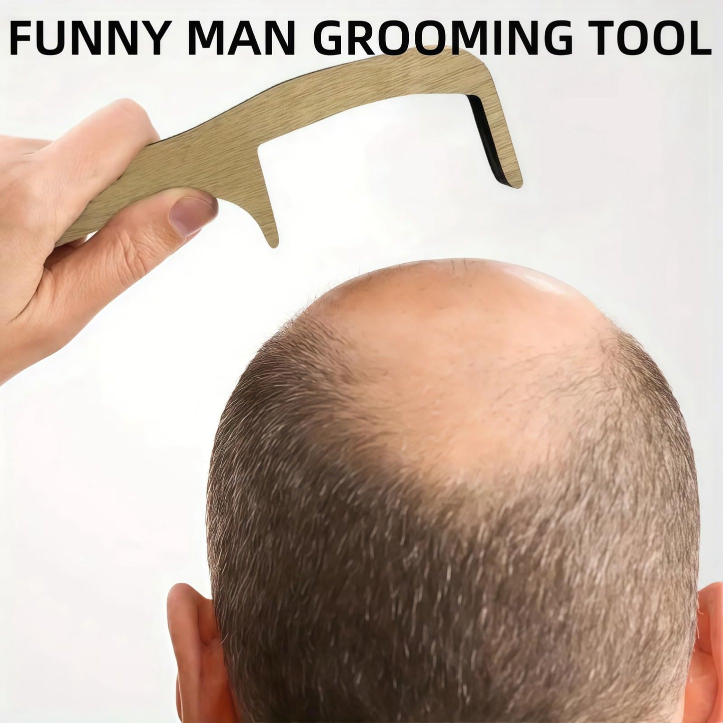 Jinjiar 2 Ba-ld Man Comb,Wooden Funny Hairbrush Comb,Joke Pranks for Adults,Humorous Toothless Combs Blad Mans Brush,Presents for Men,Hair Combs for Men,Ba-ld Mans Comb and Brush,Wooden Hair Comb,Ba-ld Comb