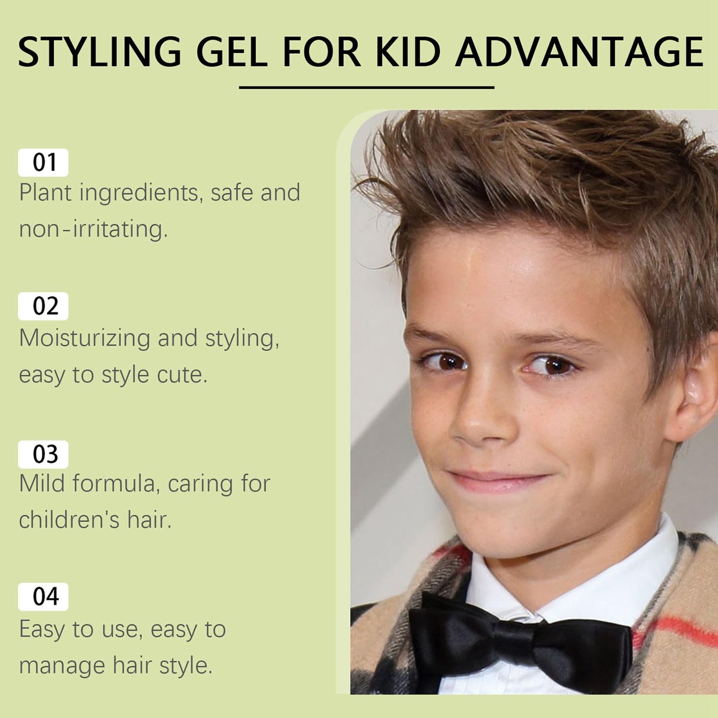 Kids Hair Gel - Styling Gel for Kids All Natural - Baby Hair Gel - Medium Strong Hold - Gentle Hold & Fun Hair Styles - Moisturizing - Fruit Fragrance - 100g/3.53oz