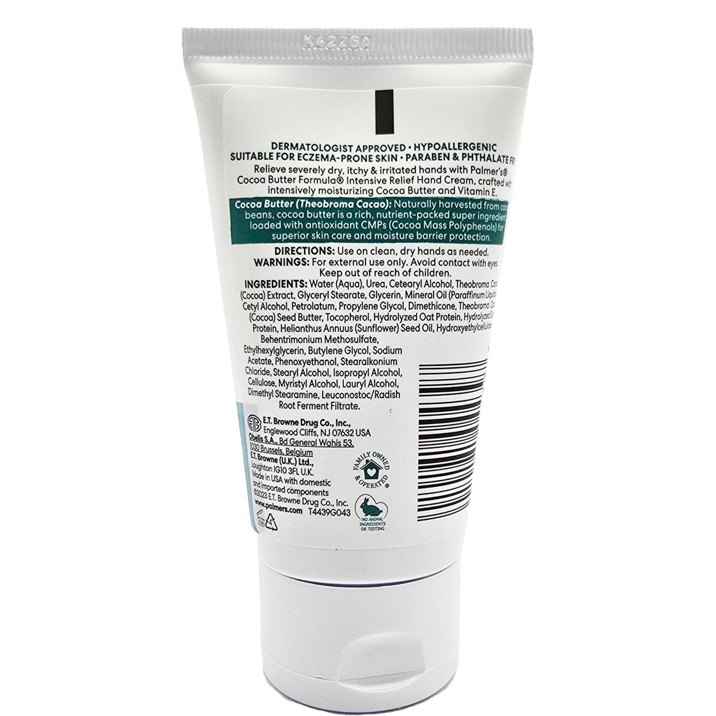 Generic Palmers Cocoa Butter Formula Intensive Relief Hand Cream, 60g, Fragrance-Free, Hypoallergenic, with Vitamin E