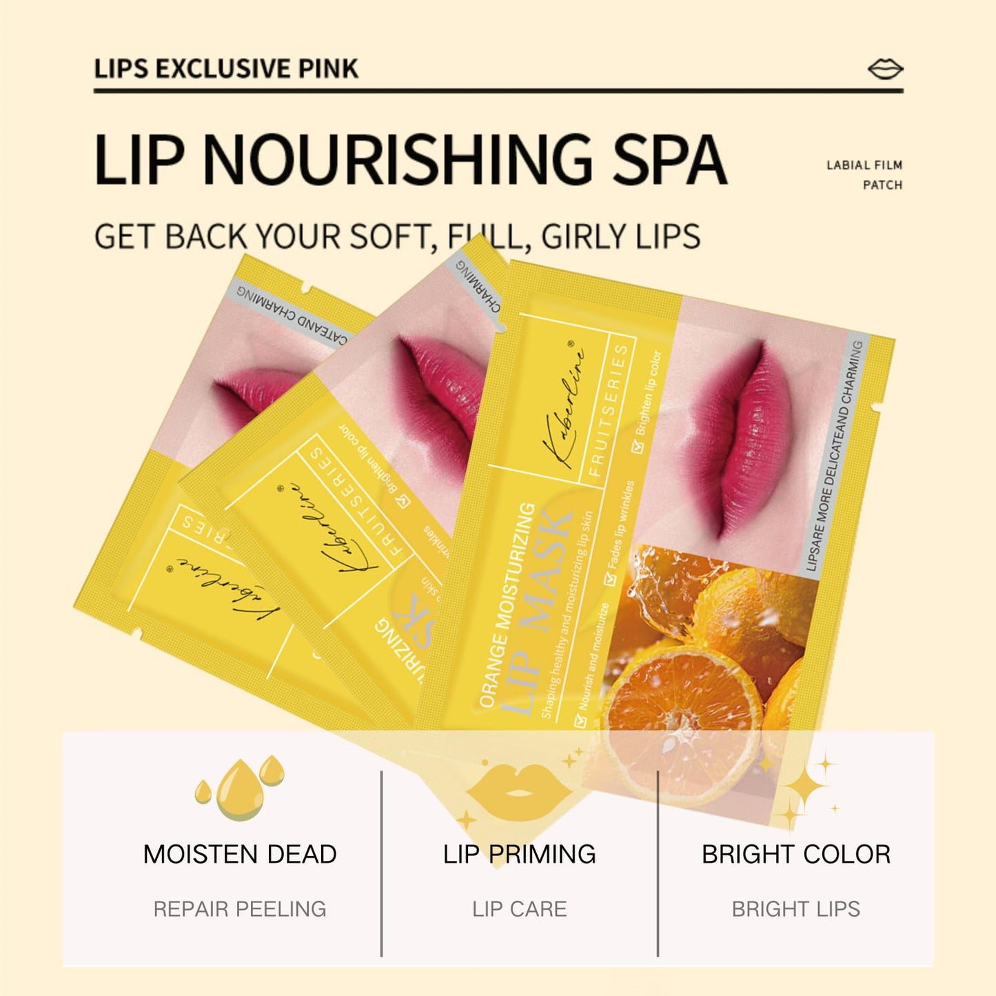IZBEAUVO 20PCS Orange Collagen Lip Mask,Lip Moisturiser Mask,Plumping Lip Balm Mask For Dry Lips,Nourish & Anti-Wrinkle & Brighten Lip,Lip Exfoliator,Tinted Lip Balm Jelly Mask,Lip Care Set