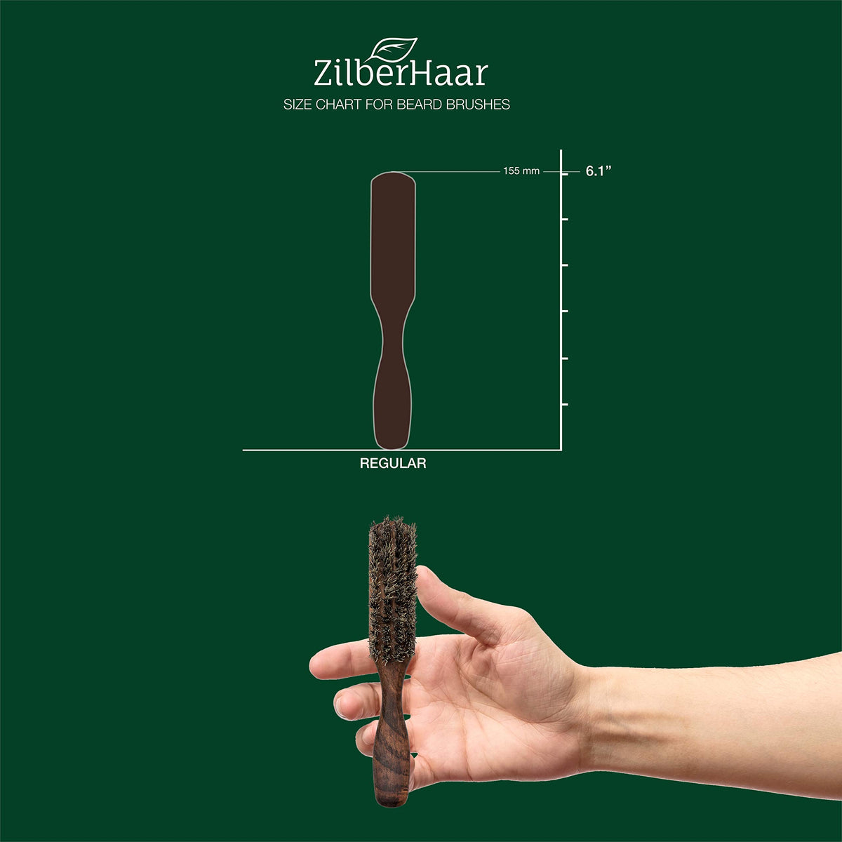 ZilberHaar - Regular Vegan Beard Brush - Stiff Natural Bristles, Mexican Tampico Fiber and Oiled Walnut Wood - Animal-Free Beard Grooming Brush for Men - Made in Europe