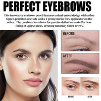 Oumun Eyebrow Pen,2-in-1 Eye Brow Pencils for Women with 4-Fork-Tip & Precise Brush-Tip,Waterproof Eyebrow Pencil Contouring Pen,Dual Ended Eyebrow Pen,Black Eyebrow Tint,Brow Microfilling Pen,Brow Tint Pen
