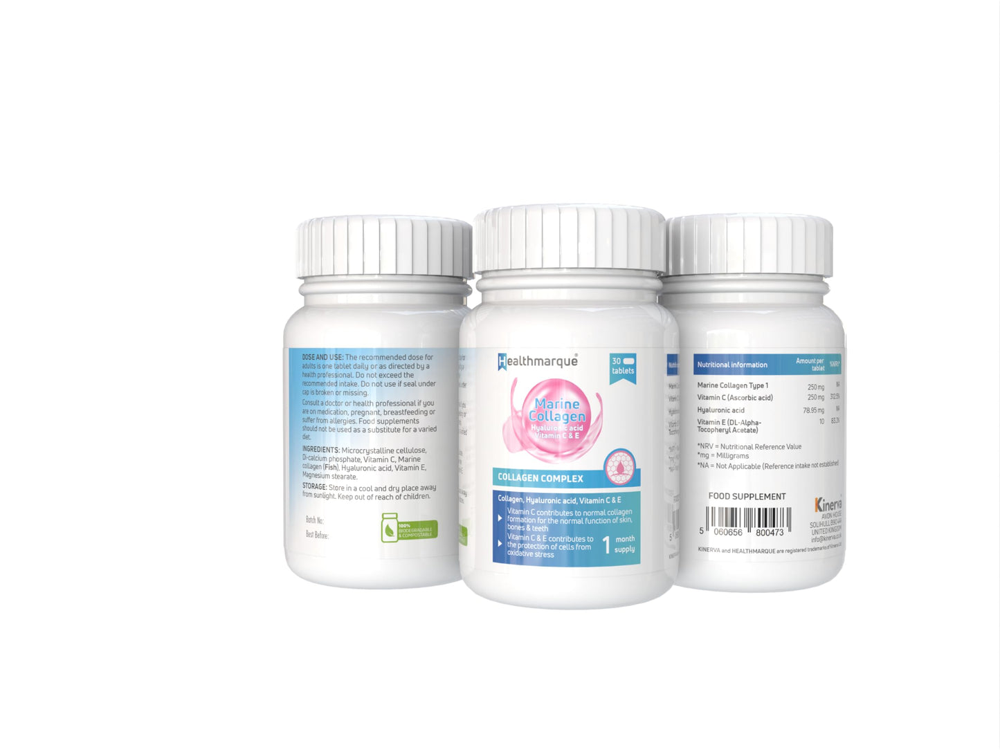 Healthmarque Collagen Complex | Collagen + Hyaluronic Acid + Vitamin C + Vitamin E | Tablets