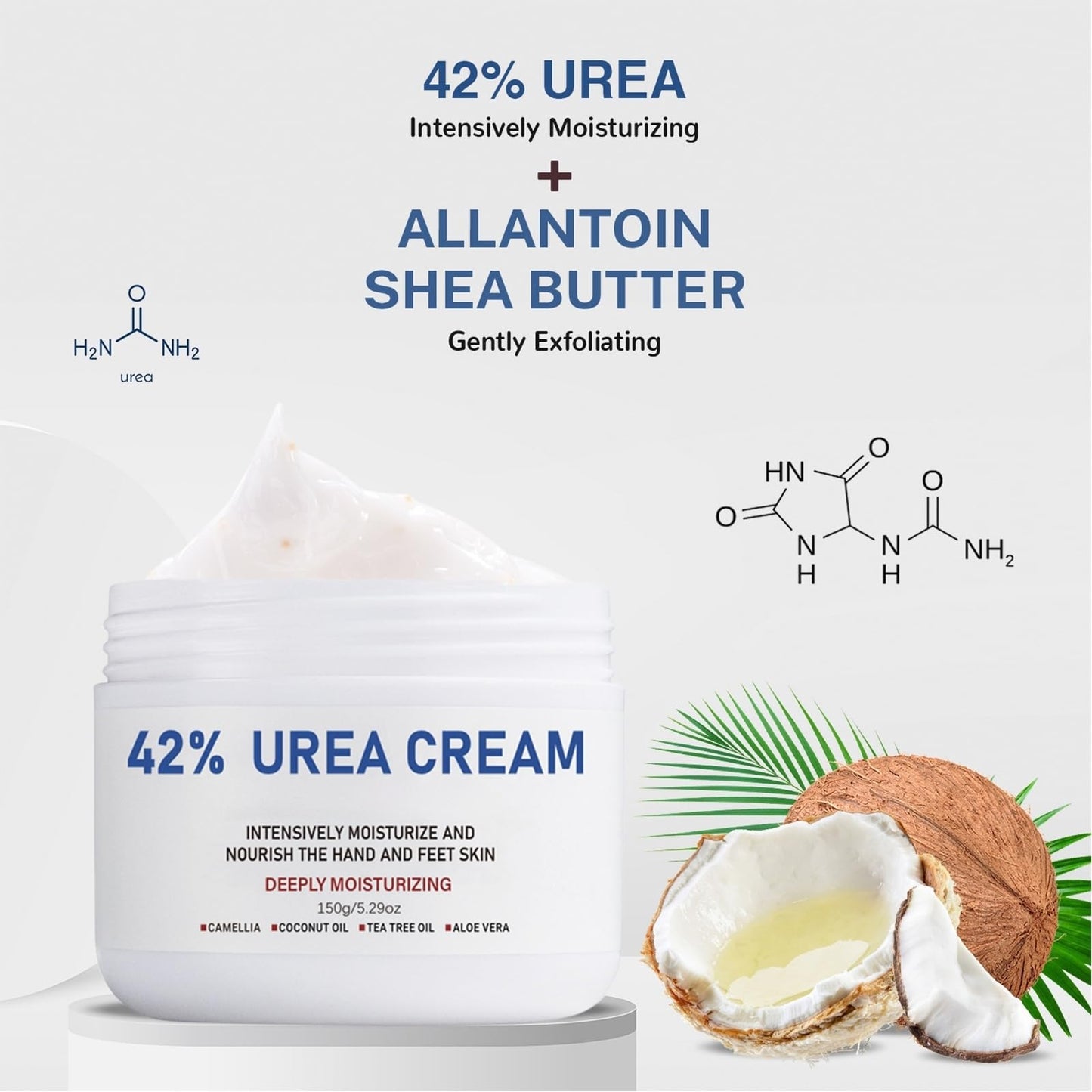 Urea Foot Cream 42% - Foot Cream - Foot Cream for Cracked Heels and Dry Skin - Cracked Heel Repair Cream for Hand and Feet - 42% Urea Cream & 2% Salicylic Acid for Callus Remover & Nourishes Soften