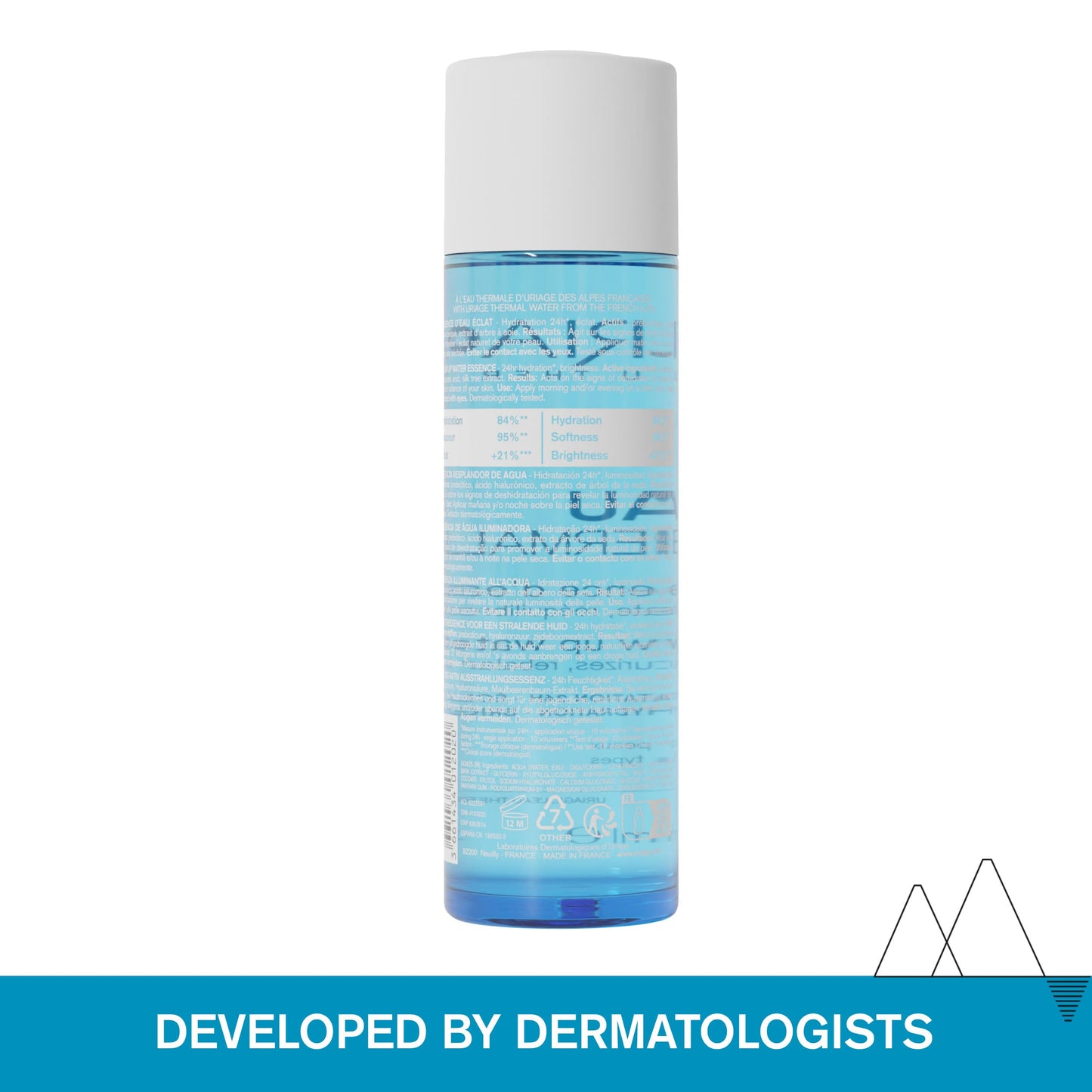 Uriage Glow up Water Essence with Hyaluronic Acid - Hydrates - Clears & Tightens Pores - Bergamot & Peach Scent - High Tolerance - 96% Ingredients of Natural Origin - 100ml