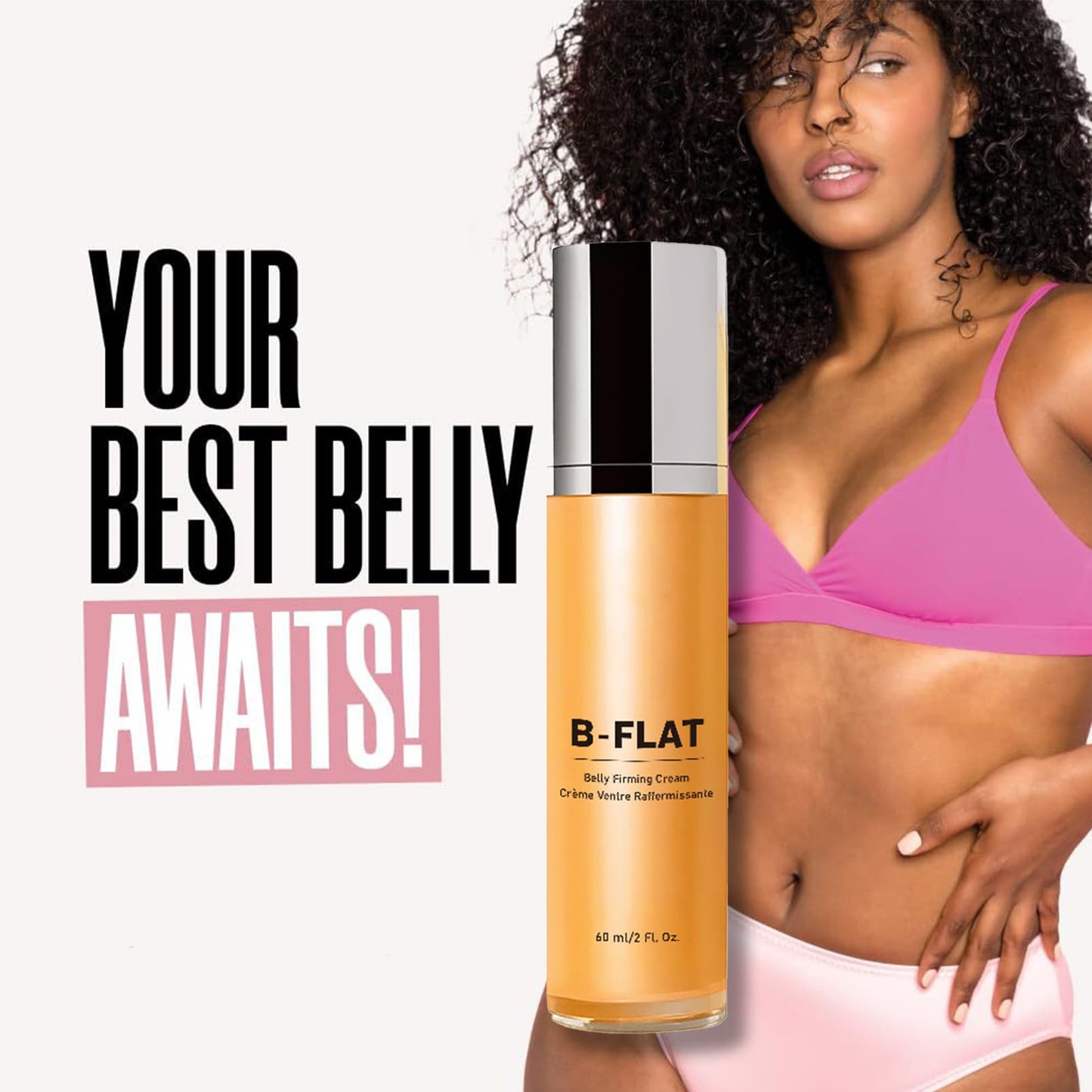 ISBEAUSOLS B Flat Belly Firming Cream - Firming Cream For Loose Skin - Skin Tightening Cream Stretch Mark Reduction - Collagen Infused Treatment for Tummy, Thighs, Arms, Butt-Body Moisturizer For Women 60ML