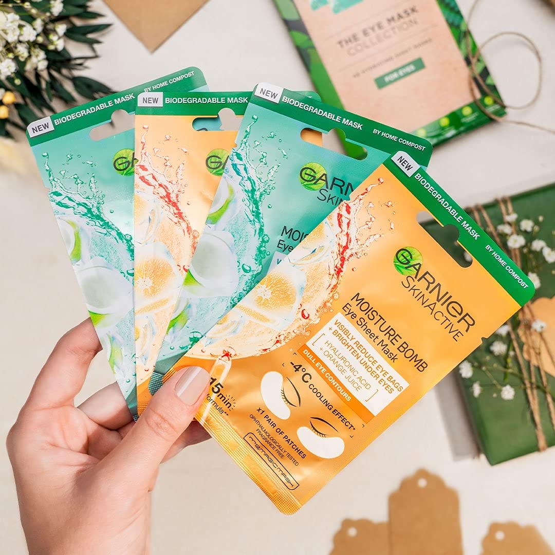 Garnier Sheet Mask Eye Mask Collection, Gift Set with 3 Eye Masks, Pampering Beauty Gift For Her, for Men & Women, Vegan Sheet Masks
