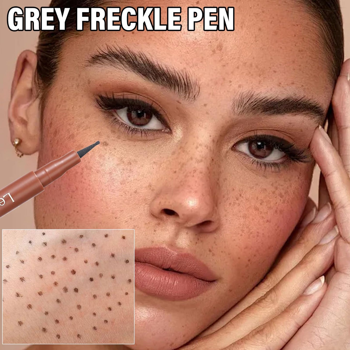 Freckle Pen, 2 PCS Natural Shades Long Lasting Waterproof Makeup for Effortless Sunkissed Look, Quick Dry Soft Dot Spot Pen in Grey & Reddish Brown