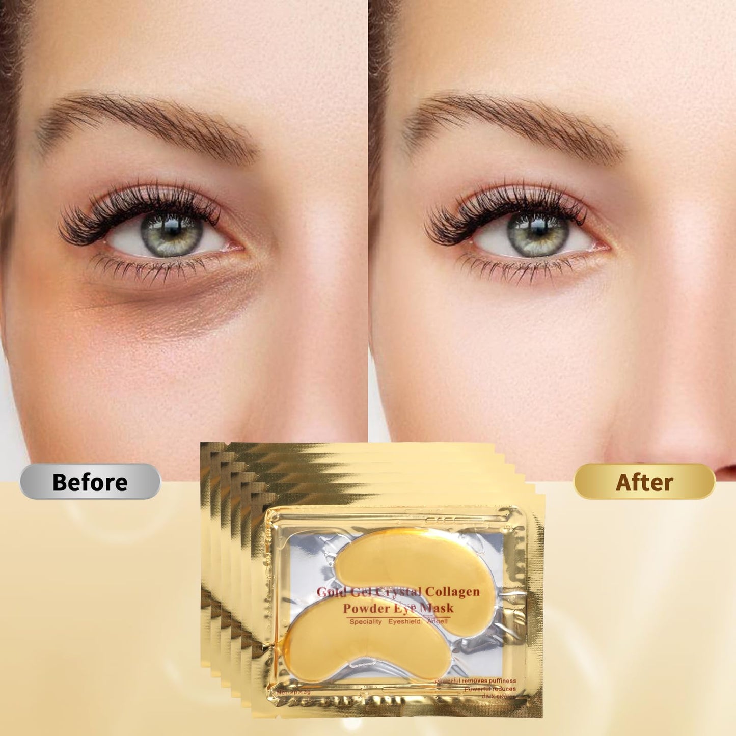 POSTA 24K Gold Eye Mask, 20 Pairs 40PCS Eye Treatment Mask With Collagen, Under Eye Mask Treatment for Puffy Eyes, Dark Circles Corrector, Used for Eye Bags, Anti Aging Patches for Women and Men
