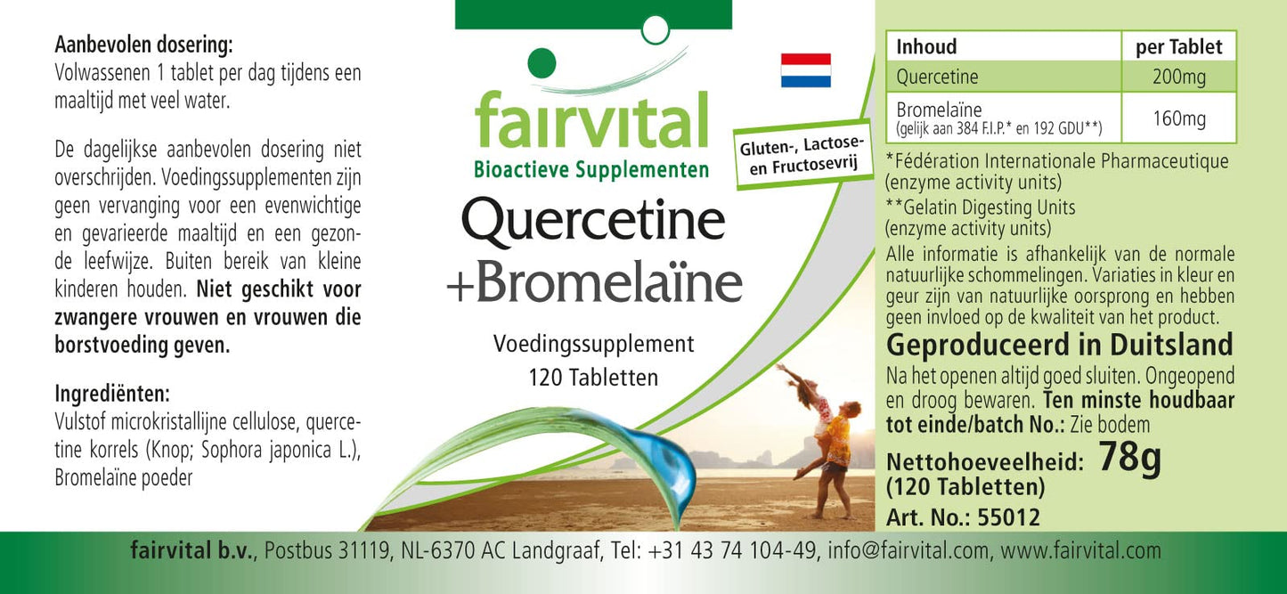 Quercetin Plus Bromelain - 120 Tablets - Vegan - Synergistic Combination - Safe Dosage
