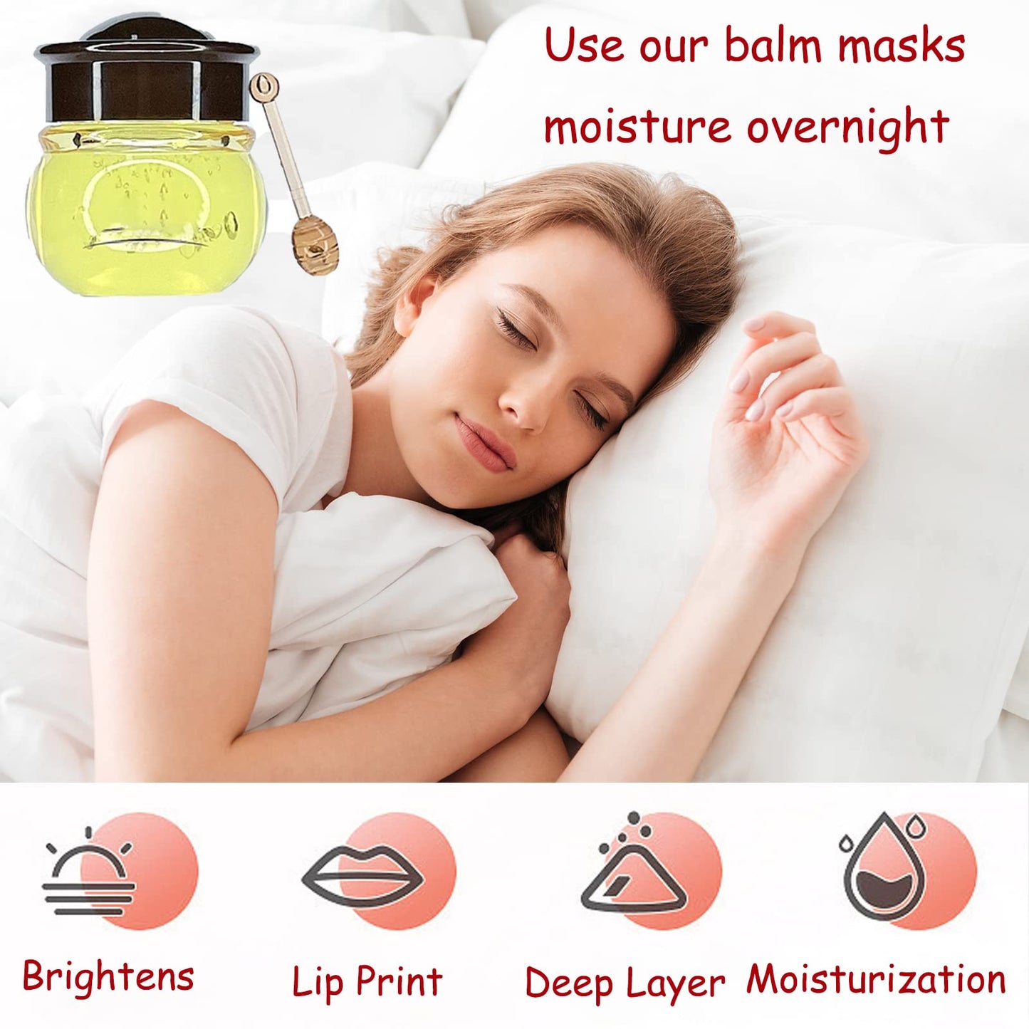 Tongyend Lip Sleeping Mask Lip Mask Overnight Strawberry Lip Masks Skincare Lip Oils,Lip Moisturiser for Dry Chapped Peeling Cracked Lips Fades Lip Lines,Lip Balm Locks In Moisture Lip Care 20g-Strawberry01