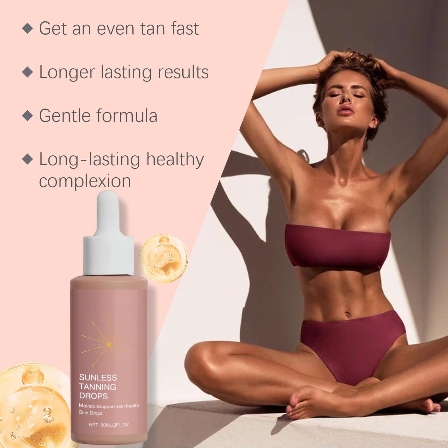 OuXing Sunless Tanning Drops,Enhances Natural Skin Tone Tanning Drops,Body Lotion for Self T/an,Bronzing D/rops,Herbal T/anning Moisturiser,Self Ta/nners Liquid D/rop,Gradual Tan Self Ta/nning Dr/op