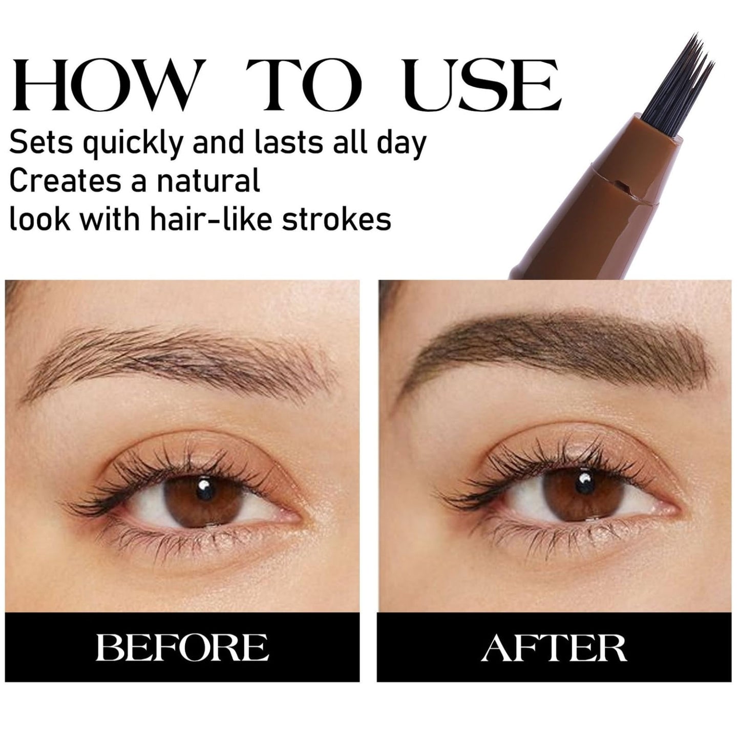 Taupe Eyebrow Pen & Magic Liquid Eyebrow Pen - Brow- Waterproof, Sweat-Resistant, Natural Hair-Like Strokes for Full. Fection Angled Brush Eyebrow Pencil, Flawless Brows – Color 04