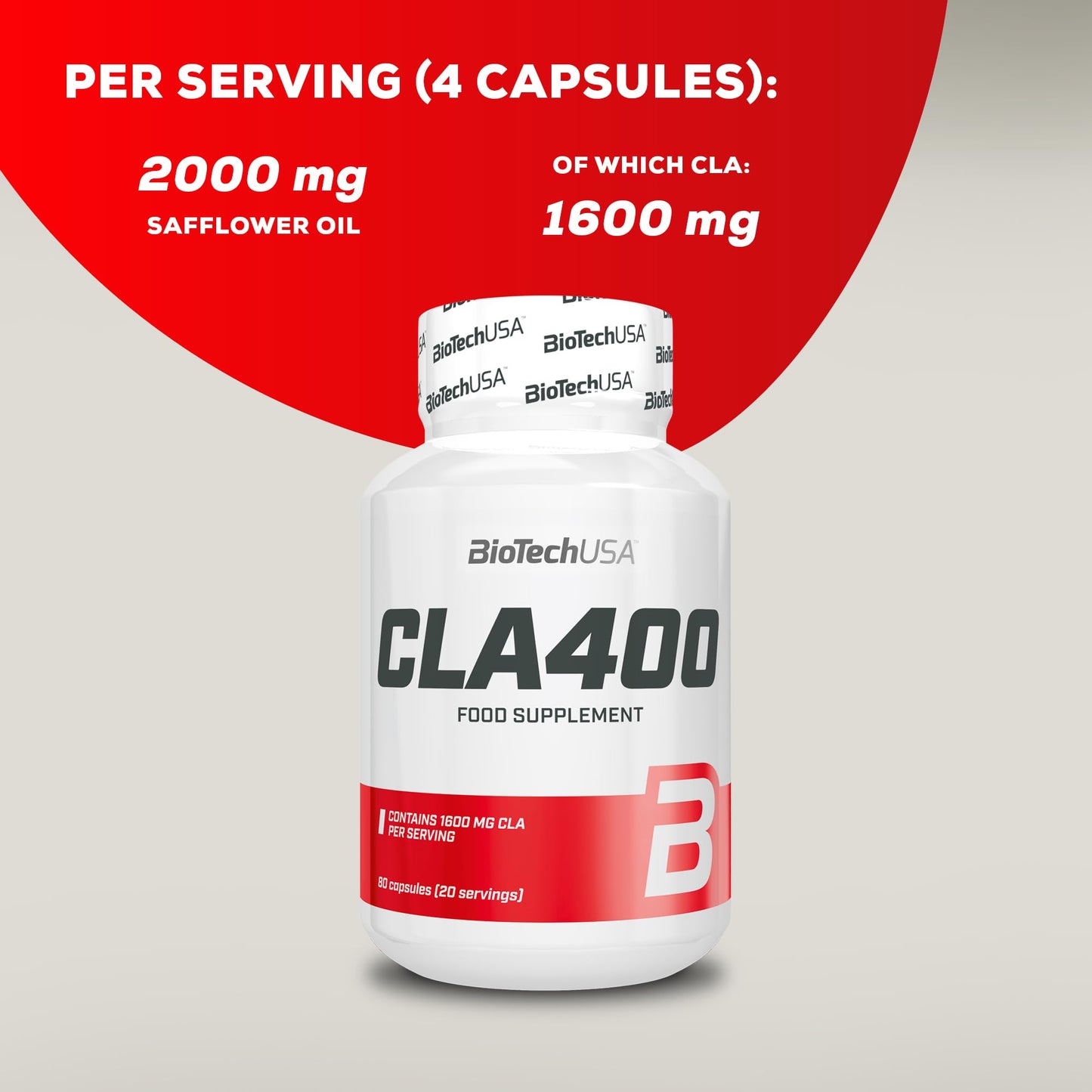 BioTechUSA CLA 400, Conjugated linoleic Acid containing Food Supplement softgel Capsules, 80 softgel Capsules